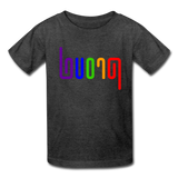 PROUD in Rainbow Abstract Lines - Child's T-Shirt - heather black