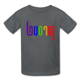 PROUD in Rainbow Abstract Lines - Child's T-Shirt - charcoal