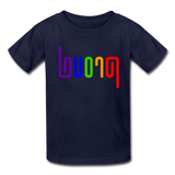 PROUD in Rainbow Abstract Lines - Child's T-Shirt - navy