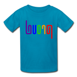 PROUD in Rainbow Abstract Lines - Child's T-Shirt - turquoise
