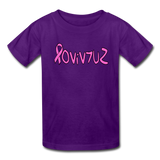 SURVIVOR in Pink Ribbon & Writing - Child's T-Shirt - purple