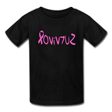 SURVIVOR in Pink Ribbon & Writing - Child's T-Shirt - black