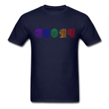 PROUD in Rainbow Scratched Lines - Classic T-Shirt - navy