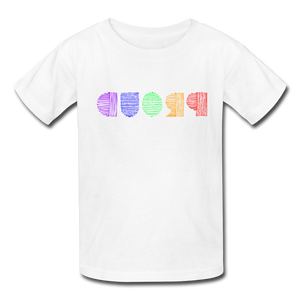 PROUD in Rainbow Scratched Lines - Child's T-Shirt - white
