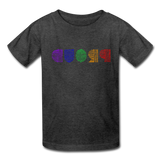 PROUD in Rainbow Scratched Lines - Child's T-Shirt - heather black