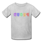 PROUD in Rainbow Scratched Lines - Child's T-Shirt - heather gray