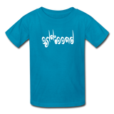 BREATHE in Curly Characters - Child's T-Shirt - turquoise