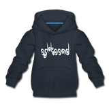 BREATHE in Curly Characters - Children's Hoodie - navy