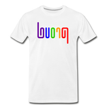 PROUD in Rainbow Abstract Lines - Organic Cotton T-Shirt - white