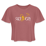 SOBER in Butterfly & Abstract Characters - Women's Cropped T-Shirt - mauve